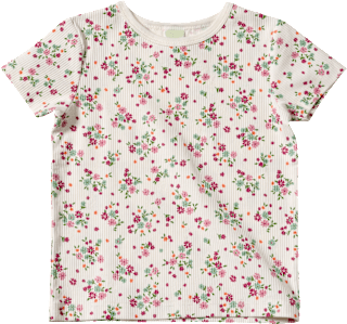 T-Shirt mit Blumen-Muster & Ripp-Struktur, weiß, Gr. 116 ALANA