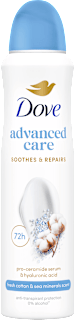 Dámsky antiperspirant v spreji Advanced Care Soothes & Repairs - Fresh Cotton & Sea Minerals Dove