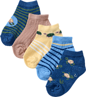 Sneaker Socken mit Schildkröten-Motiv, braun + blau + gelb, Gr. 19/22 PUSBLU