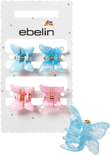 Haarklammern Schmetterling, hellblau/rosa ebelin