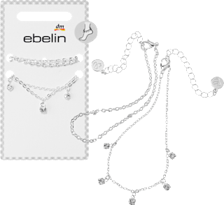 Fußketten mit Strass, Silber-Optik ebelin