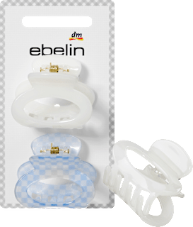 Haarklammern oval, weiß/Karomuster ebelin