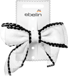 Patentspange Schleife, weiß/schwarz ebelin