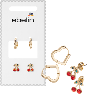 Ohrstecker Herz & Kirschen, Gold-Optik ebelin