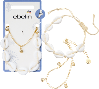 Fußketten mit Muscheln, Gold-Optik ebelin