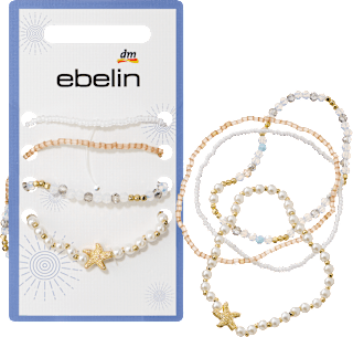 Armbänder elastisch mit Perlen, weiß/Gold-Optik ebelin