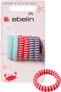 Haargummis gestreift, mint/rot/blau ebelin
