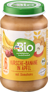 Früchte Kirsche-Banane in Apfel mit Dinkelkeks ab dem 6. Monat dmBio
