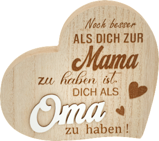 Holzaufsteller, Herz mit Spruch "Oma", natur Dekorieren & Einrichten