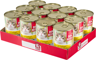 Nassfutter Katze reich an Geflügel mit Leber in Sauce, Multipack (12x415 g) Dein Bestes
