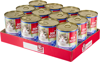 Nassfutter Katze reich an Lachs in Sauce, Multipack (12x415 g) Dein Bestes