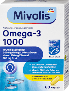 Хранителна добавка Омега-3, 60 капсули Mivolis