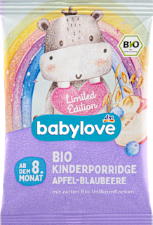 Био овесена каша Ябълка и боровинка, 8+м babylove