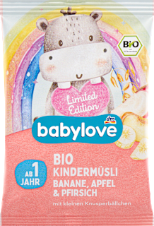 Bio muesli za otroke z banano, jabolkom in breskvijo babylove