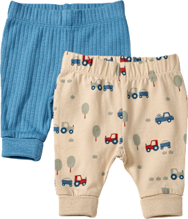 Leggings mit Traktor-Muster & Mitwachsfunktion, blau + beige, Gr. 56 ALANA
