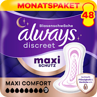 discreet Einlagen Inkontinez Maxi Comfort Vorteilspack (4x12 St) always