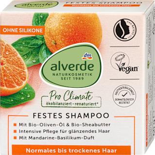 Pro Climate trdi šampon za lase z vonjem mandarine in bazilike alverde NATURKOSMETIK
