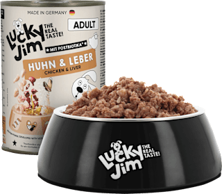 Nassfutter Hund mit Huhn & Leber Lucky Jim