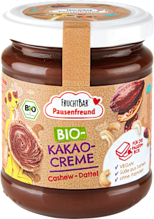 Brotaufstrich Kakao-Creme Cashew & Dattel , ab 3 Jahren FRUCHTBAR Pausenfreund