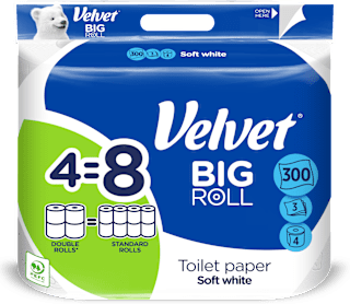 toaletní papír BIG ROLL, 4x300 útržků Velvet