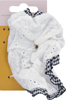 Gumička do vlasov scrunch - bielo-čierna s-he stylecollection