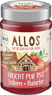 Fruchtaufstrich Erdbeere + Rhabarber Frucht Pur 75% ALLOS