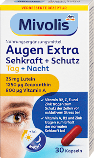 Szemkapszula vitaminokkal, cinkkel, rézzel, luteinnel és zeaxantinna Mivolis