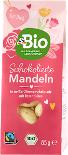 Mandeln Schoko mit Rosenblüten dmBio
