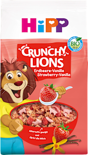 Kindermüsli Crunchy Lions Erdbeere-Vanille, ab 3 Jahren HiPP