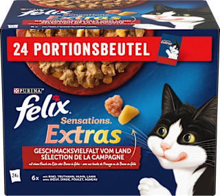 Nassfutter Katze Geschmacksvielfalt vom Land, Sensations Extras Multipack (24x85 g) Felix