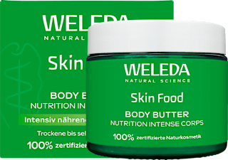 Körperbutter Skin Food im Glastiegel WELEDA