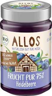 Fruchtaufstrich, Frucht Pur Heidelbeere 75% Frucht ALLOS