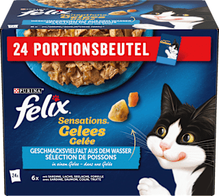 Nassfutter Katze, Sensations Gelée - Geschmacksvielfalt aus dem Wasser, Multipack (24x85  g) Felix