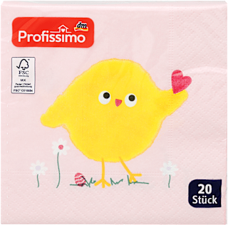 Ubrusi, 3-slojni, motiv pilića i srca, 25 x 25 cm Profissimo