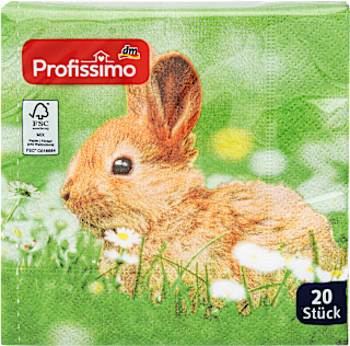 Ubrusi, 3-slojni, motiv zeca, 25 x 25 cm Profissimo