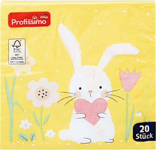 Papierové servítky Cute Bunny, 33 x 33 cm Profissimo