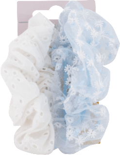 Gumička do vlasov scrunch - modrá a biela s-he stylecollection