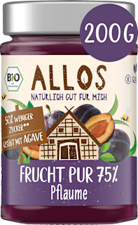 Fruchtaufstrich, Frucht Pur Pflaume 75% Frucht ALLOS