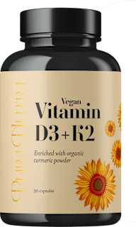 Prehransko dopolnilo Vegan Vitamin D3 + K2 PURA NUTRA