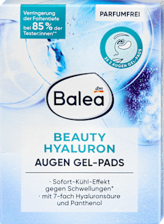 Hidratáló zselés párnák szemkörnyékre Beauty Hyaluron, hialuronnal és panthenollal Balea