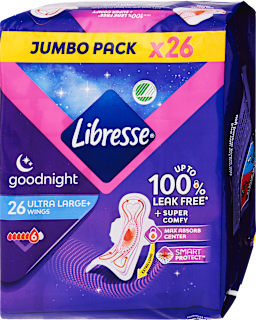 Éjszakai egészségügyi szárnyas betét Ultra Large+, jumbo pack Libresse