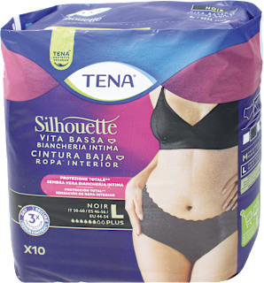 Mutandine assorbenti Silhouette vita bassa nere taglia L TENA