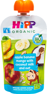 Hippis BIO kašica u vrećici - jabuka, banana, mango i kokosovo mlijeko, 12+ mj. HiPP