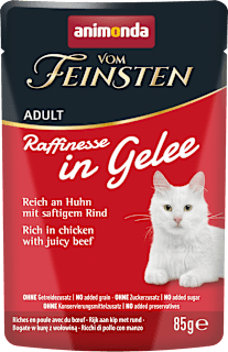 Nassfutter Katze reich an Huhn mit Rind, Raffinesse in Gelee animonda VOM FEINSTEN