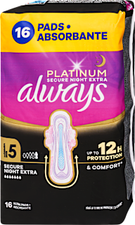 Egészségügyi betét Platinum Secure Night Extra, 5-ös méret always