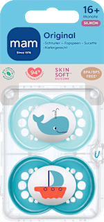 Schnuller Original Silikon, blau/türkis, ab 16 Monate mam