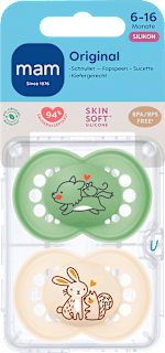 Schnuller Original Silikon, grün/beige, 6-16 Monate mam