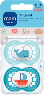 Schnuller Original Silikon, blau, 6-16 Monate mam