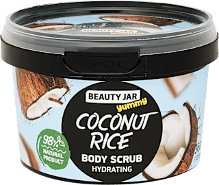 Hidratáló testradír COCONUT RICE kókuszolajjal és édesmandula olajjal BEAUTY JAR