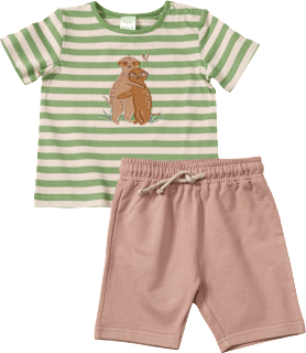 Set mit T-Shirt mit Erdmännchen-Motiv & Shorts, grün + braun, Gr. 86 ALANA